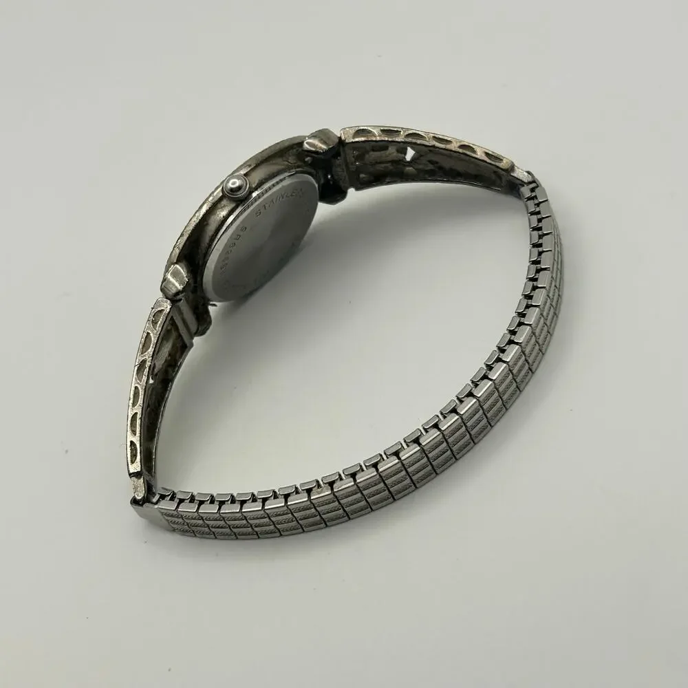 Vintage Style Silver-tone Fashion Watch Stretch Band Working New Battery